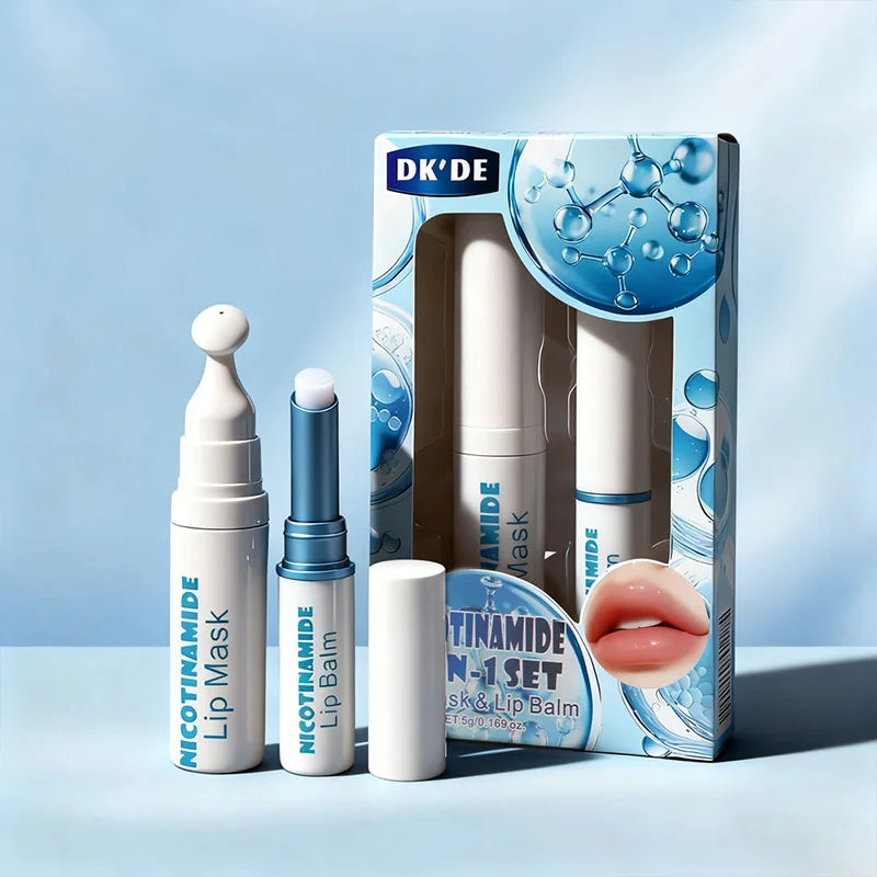 Dk'De Lip Balm+Lip Mask 2in1 Set |   Moisturizing, Soothing, and Long-Lasting Hydration |   3 Colors Available for Selection |   Night Repair Lip Wrinkle Reduction |   Daytime Lip Care to Prevent Chapped Lips