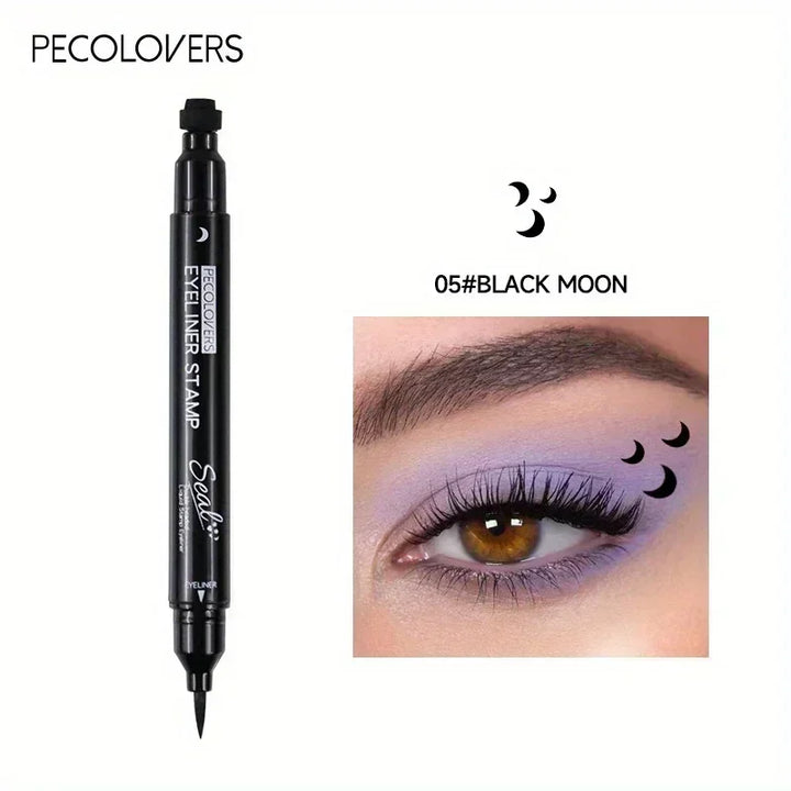 1PC Waterproof Double-headed Eyeliner - Including Star/love/moon Pattern, Quick Drying, Suitable for Beginners and Professionals