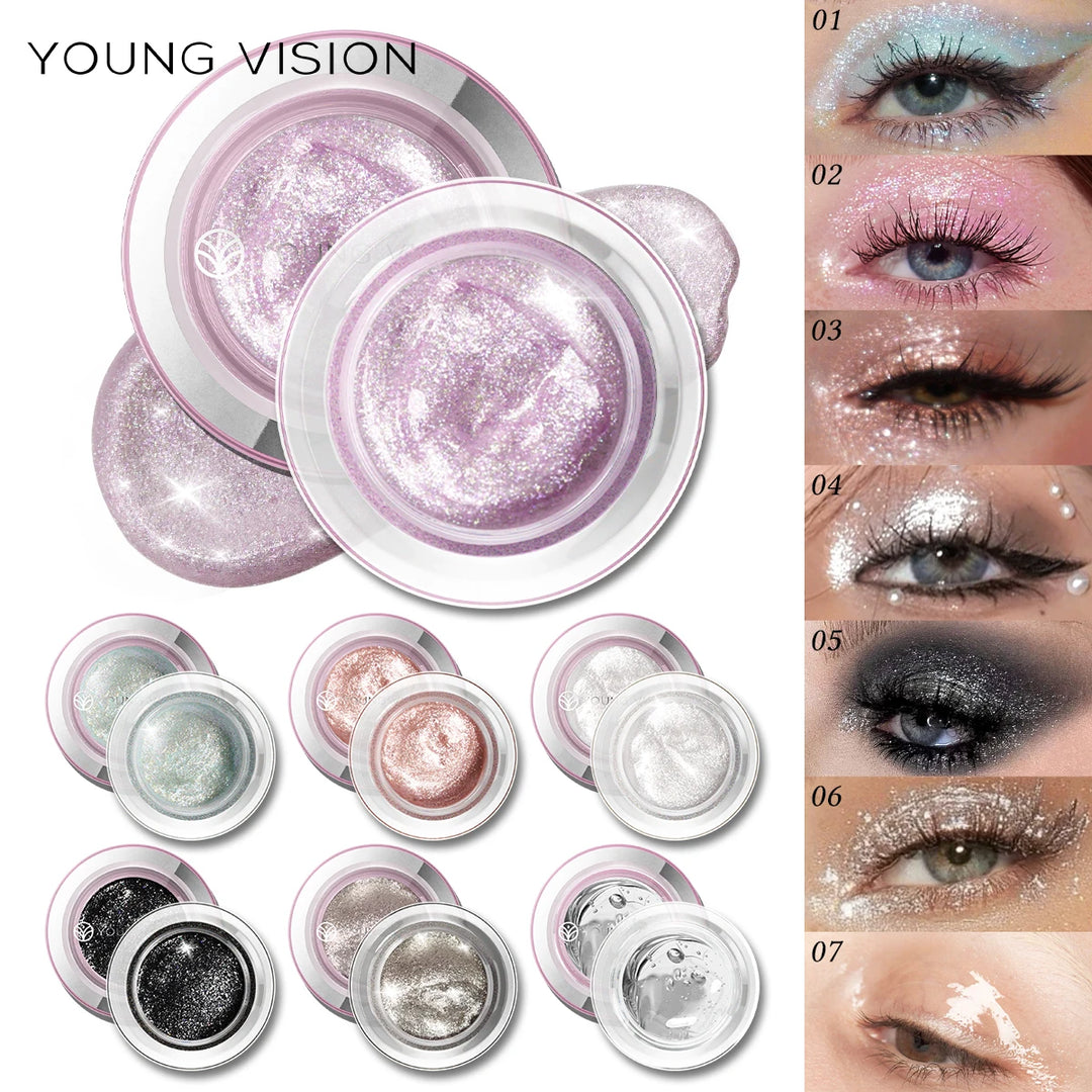 1pcs Highlighter Liquid Eye Shadow, Waterproof, Non-Greasy, Long-Lasting Highlight & Smoky Eye Shadow with Makeup Brush