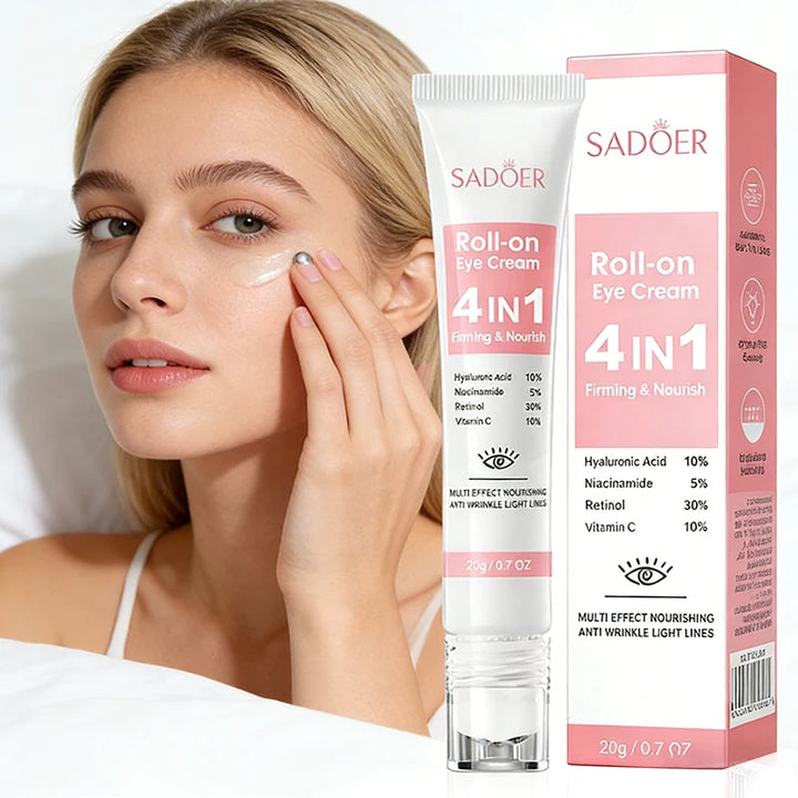 SADOER 4in1 Roll-on Moisturizing Eye Cream Anti Dark Circles Eyes Bags Firming Moisturizing Eye Serum Skin Care for Beauty Eyes