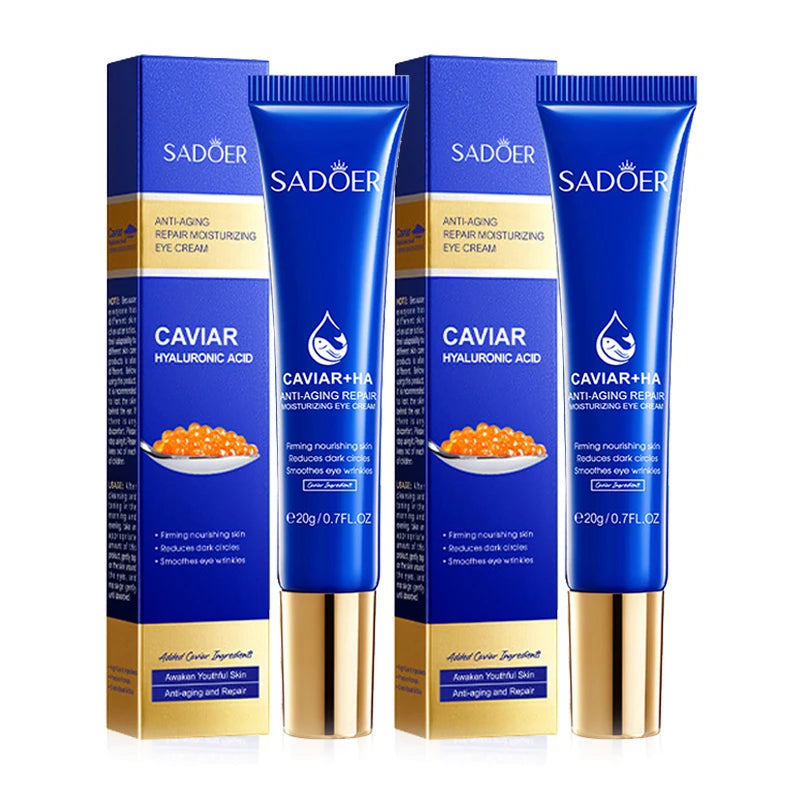 1/2/3pcs SADOER Caviar Hyaluronic Acid Eye Cream Anti Dark Circles Removal Eyes Bags anti-aging Moisturizing Eyes Skin Care