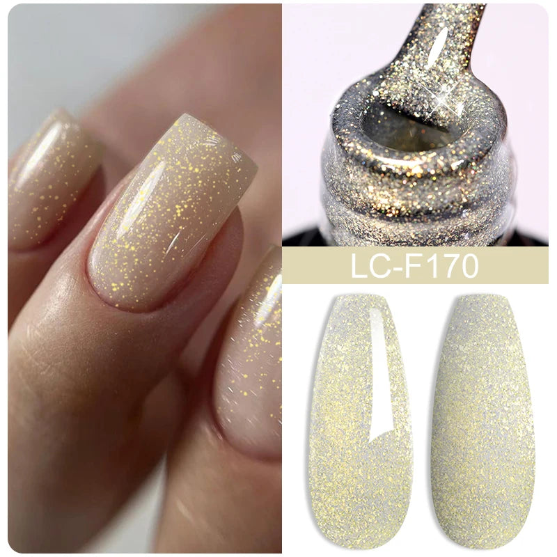 LILYCUTE 7ML Pink Glitter Nail Gel Polish Nude Natural Long Lasting Manicure Soak Off UV LED Nail Art Base Top Coat Gel Varnish