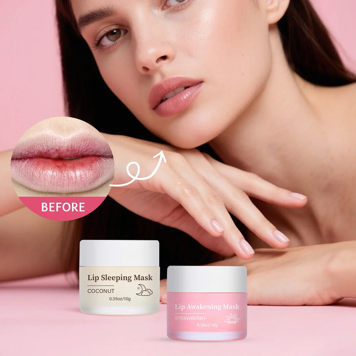 BIO-DIOMT 20g Lip Sleeping Mask Set Day & Night Maintenance Moisturizing Exfoliating Fade Lip Lines Anti-Cracking Lips Care