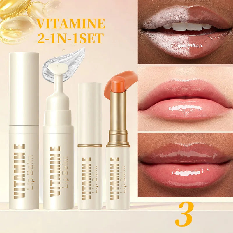 Dk'De Lip Balm+Lip Mask 2in1 Set |   Moisturizing, Soothing, and Long-Lasting Hydration |   3 Colors Available for Selection |   Night Repair Lip Wrinkle Reduction |   Daytime Lip Care to Prevent Chapped Lips