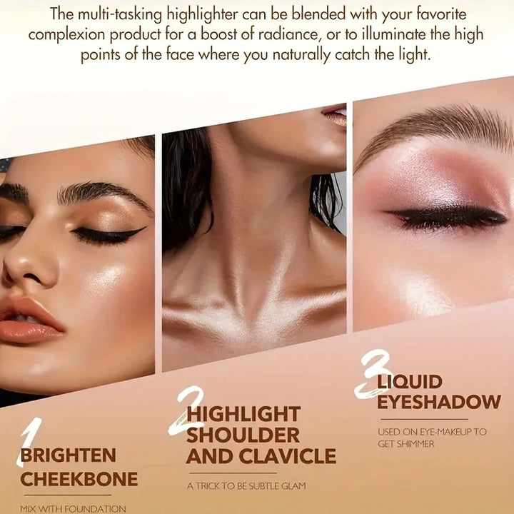 1PC Highly Pigmented Liquid Highlighter Makeup Waterproof Lasting Shimmer Glow Stick for Face Body Eyes Contour Highlighting