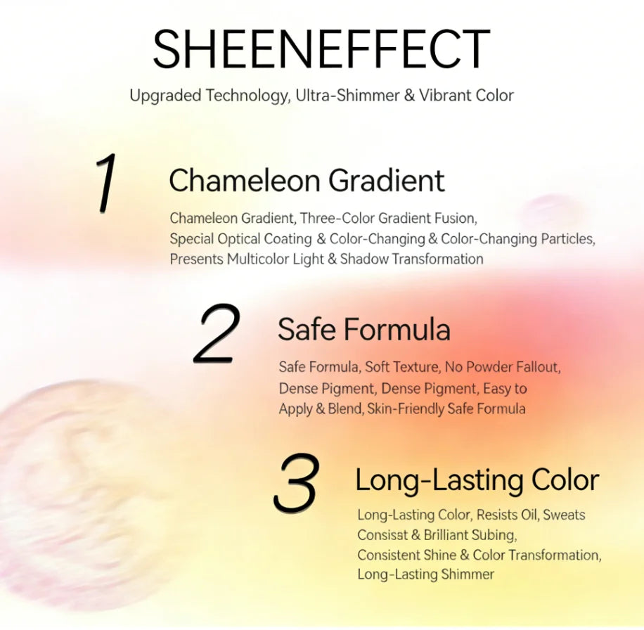 SheenEffect Chameleon Gradient Sparkle Eyeshadow  Long-Lasting Pigmented Highlighter Makeup Eyeshadow Sheen Effect