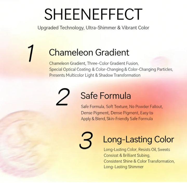 SheenEffect Chameleon Gradient Sparkle Eyeshadow  Long-Lasting Pigmented Highlighter Makeup Eyeshadow Sheen Effect