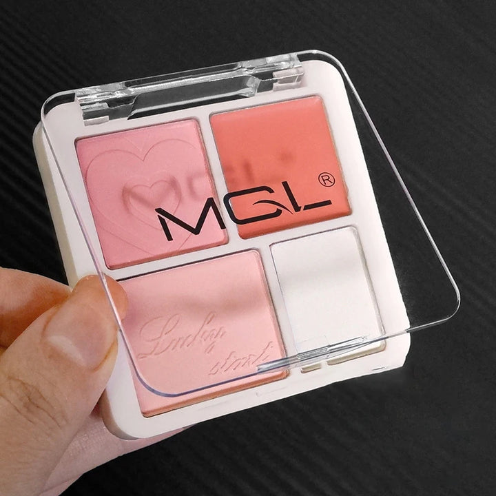 4 Color Pink Peach Blush Powder Cream Palette Highlighter Matte Expanding Color Brightening Face Blusher Rouge Makeup Cheek Tint
