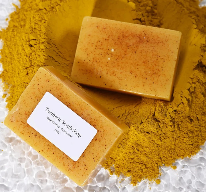 Natural Turmeric Kojic Scrub Soap Cleansing Bath Soap Oil Control & Whitening Kojic Turmeric Soaps for Face,Bath, Body