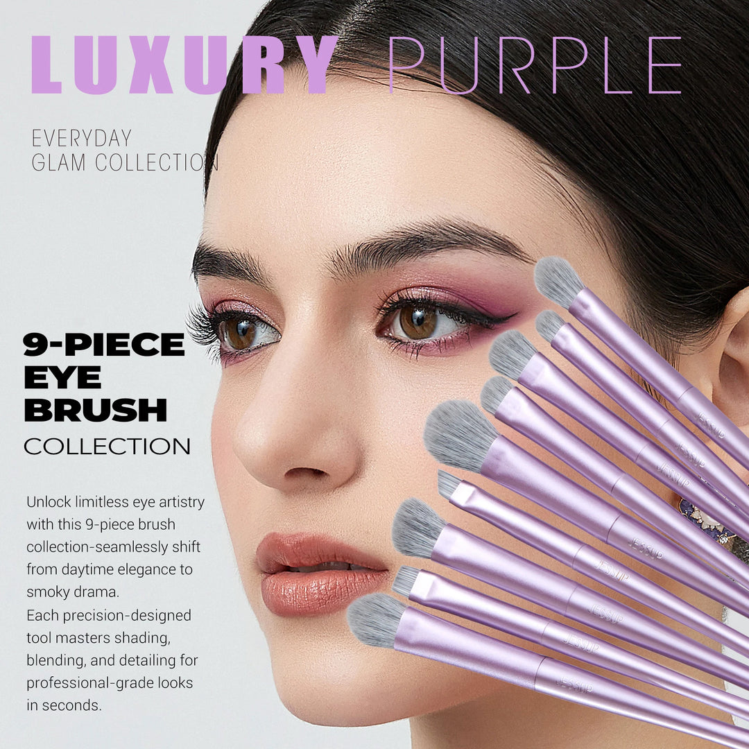 Jessup Makeup Brushes Set Professional 3/5/6/14pcs Vegan MakeUp Brush,Foundation Eyeshadow Contour Powder,Luxury Purple T512