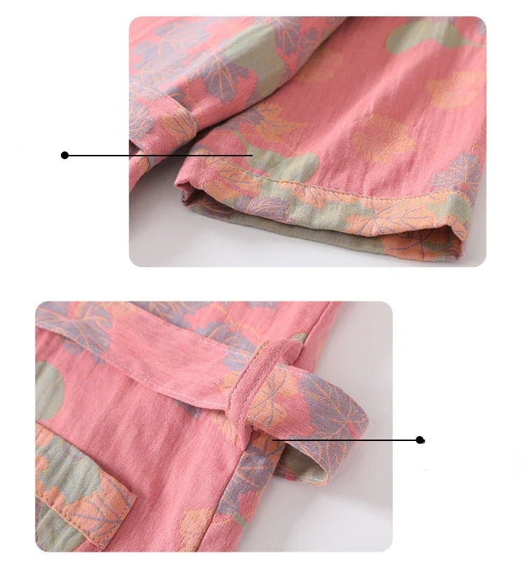 Cotton Bathrobe for Couples Spring and Summer Thin Style Short Sleeve Pajamas Clothes Women Absorbing and Quick Drying Bathrobes