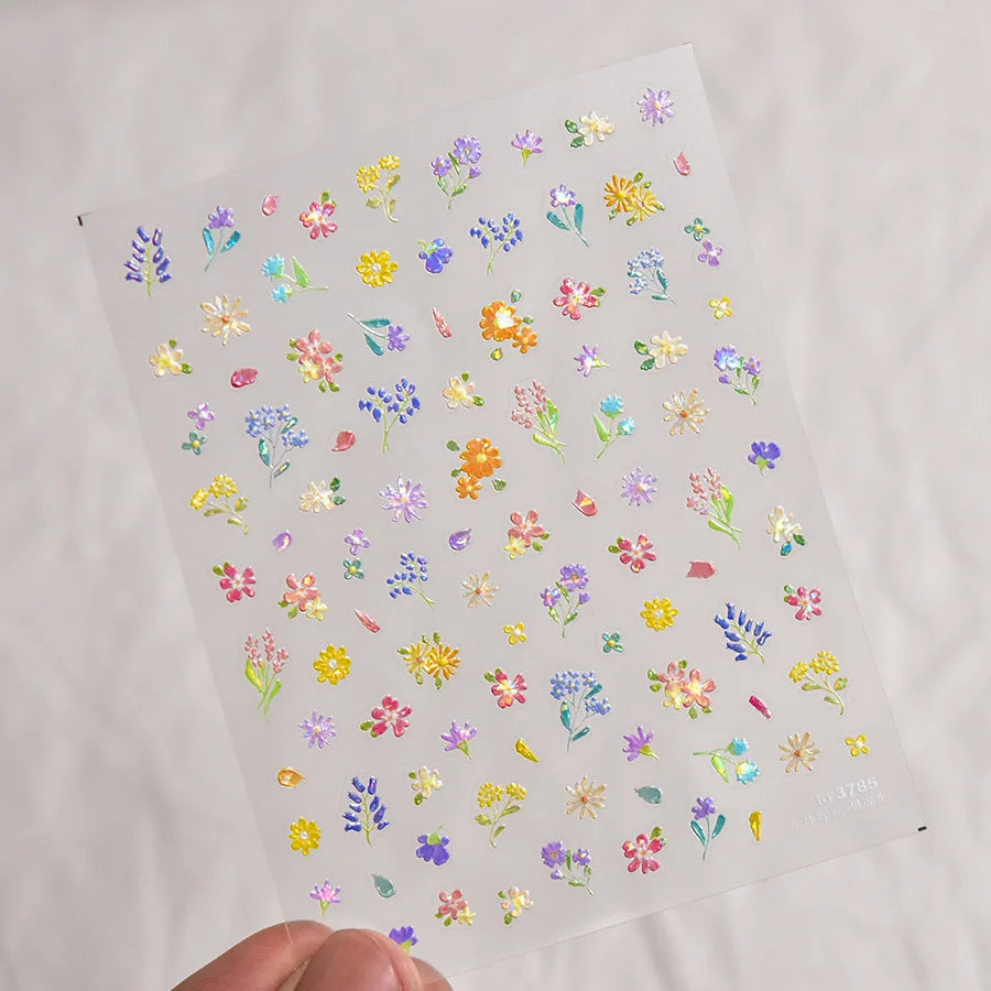 1pcs Dream Flower Window Shell Light Nail Art Stickers Japanese Flower Self Adhesive Stickers Press On Nails Decoration Decals