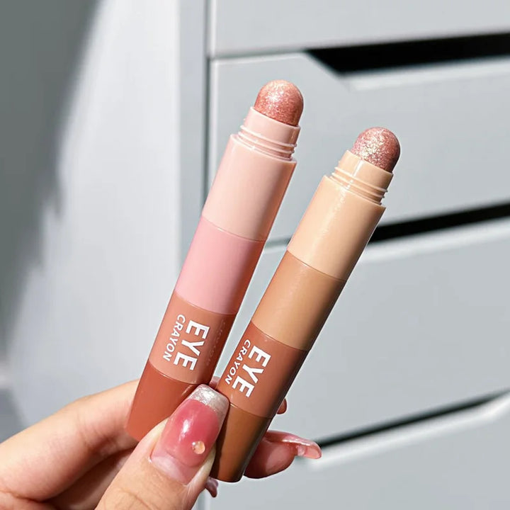 Herorange 4-Color Eyeshadow Stick, Nude Tones, Fine Shimmer, One-Swipe Aegyosal Highlighter, Easy Lazy Makeup