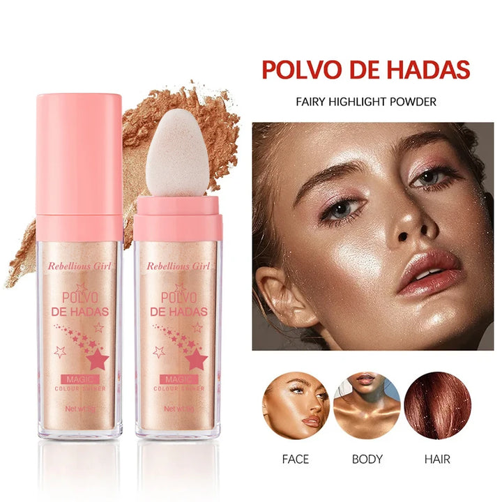 Highlighter Powder White Moonlight Polvo De Hadas Glitter Shimmer Contour Shading Illuminator for Women Face Body Glitter Makeup
