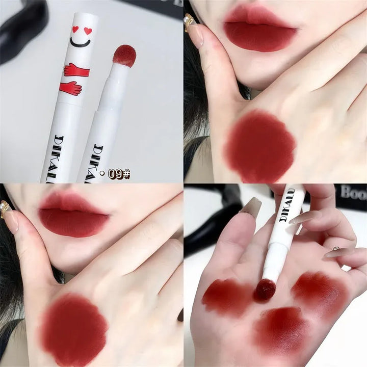 Matte Lip Mud Air Cushion Lips Cream Brick Red Lip Glaze Powder  Lipstick Pen Non-Stick Cup Female Lip Tint Korean Makeup