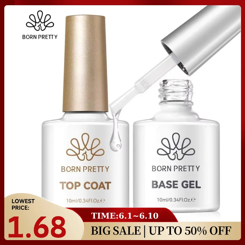 BORN PRETTY Super Top Coat and Base Gel Nail Polish for Gel Polish Semi-permanent Varnish Rubber Top Coat 10ml Nail Supplies