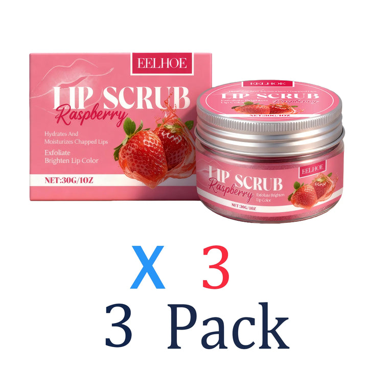 Lip Scrub Exfoliator 30g Moisturizing & Repairing, Natural Plumping Gloss Contains Strawberry Extract Winter Skincare Gift Set