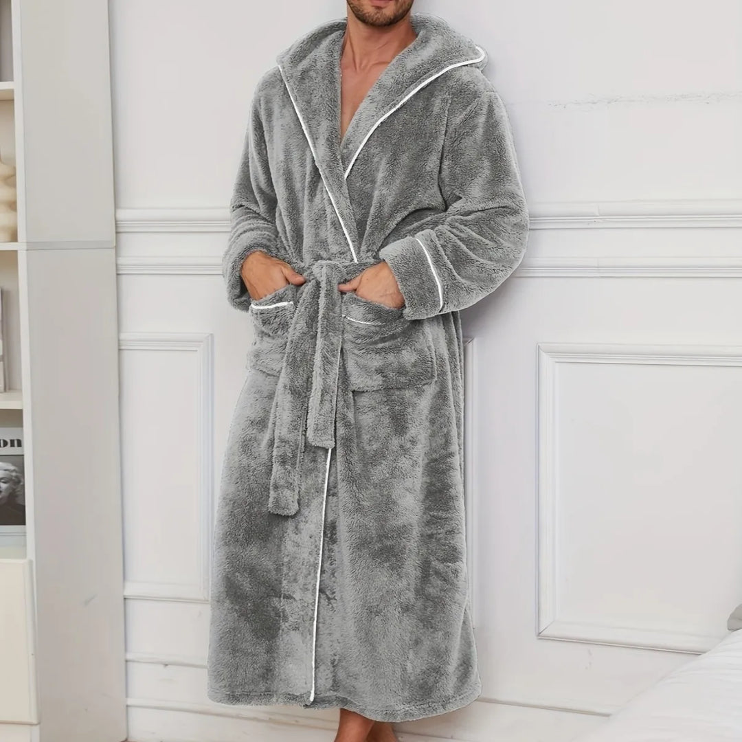 Autumn and Winter Comfortable Cotton Flannel Luxury Open Weave Couples' Sleepwear Men's Warm Bathrobe Sleepwear Nightwear