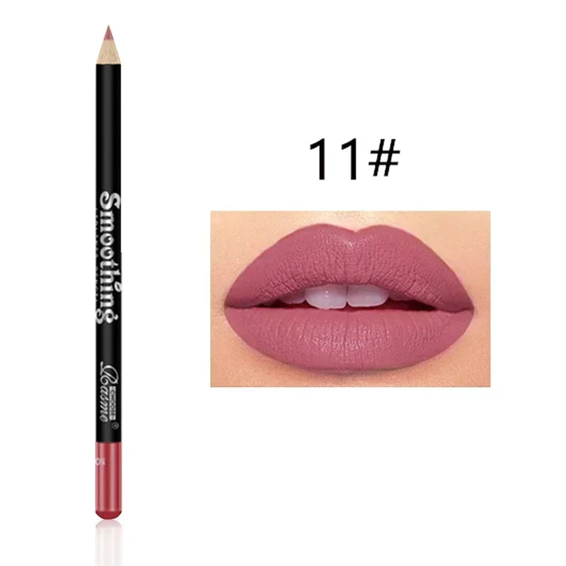 12 Color Matte Lipliner Pencil Long-Lasting Waterproof Plumping Stain Lipstick Natural Brown Lip Liner Professional Makeup