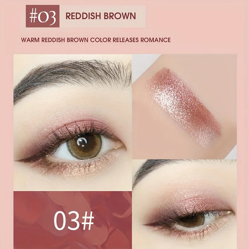 2-in-1 Highlight Glitters Eyeshadow Stick Double-ended 2-color Glitters Pearlescent Earth Brown Tone Not Smudged Eye Makeup