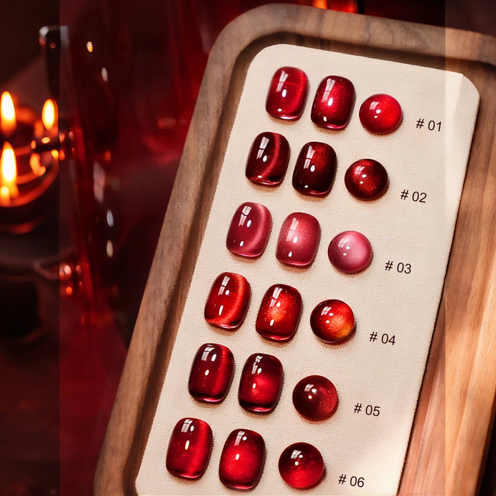 12ML 1-21PCS Autumn Nails Red through half the Sky Cat Eye Nail Glue Halloween New Whitening Glass Bead Cat Eye Nail Polish
