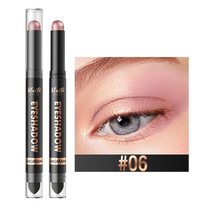 16 Colors Double Head Eyeshadow Stick Pearlescent Shimmer Brown High Waterproof Cream Eyes Shadow Pencil Long-Lasting Eye Makeup
