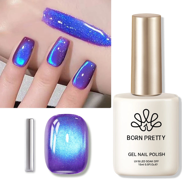 BORN PRETTY 10ml/15ml Guava Green Cat Magnetic Gel Shine  Glitter Semi Permanent Soak Off UV Varnish Nail Supplies