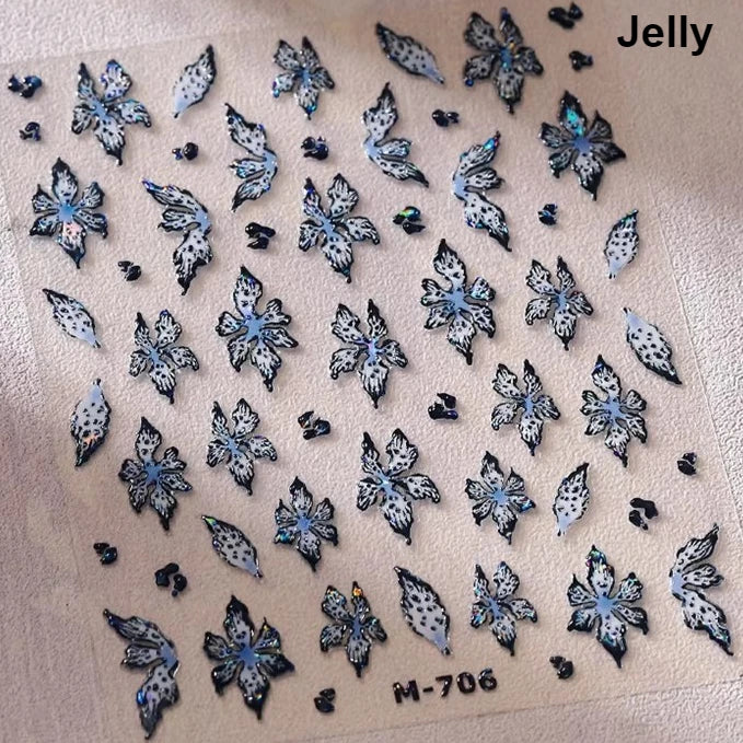 Hipster Pure White Flowers Rose Spring Lily Peony Camellia Daisy Jelly Cherry Blossom Magnolia Nail Art Stickers Manicure Decals