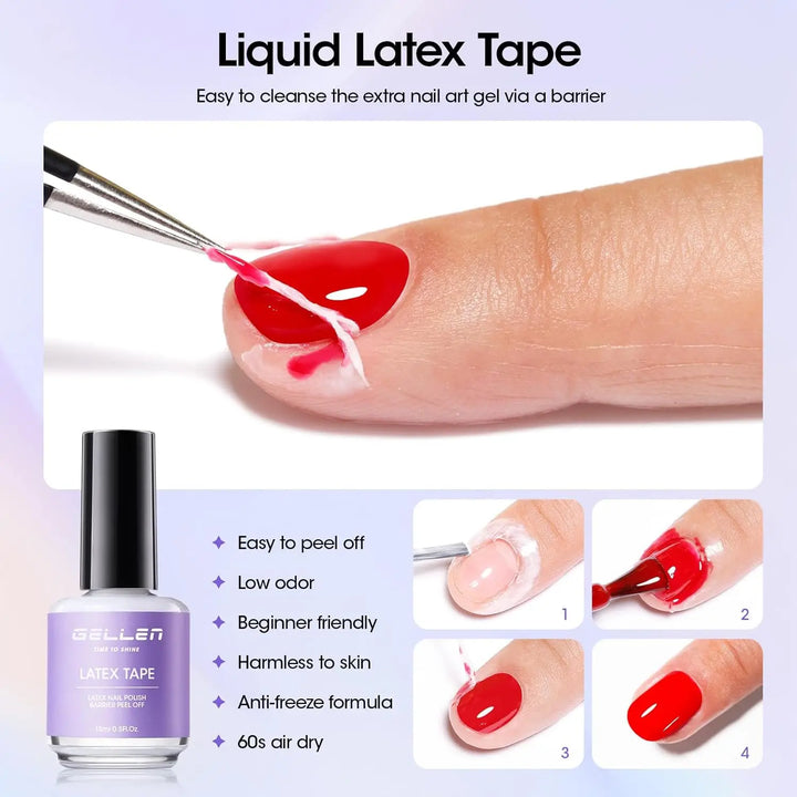 GELLEN Gel Nail Polish Remover Pro Kit with Peelable Liquid Latex Fast Nails Gel Remover Professional No Soaking Supplies
