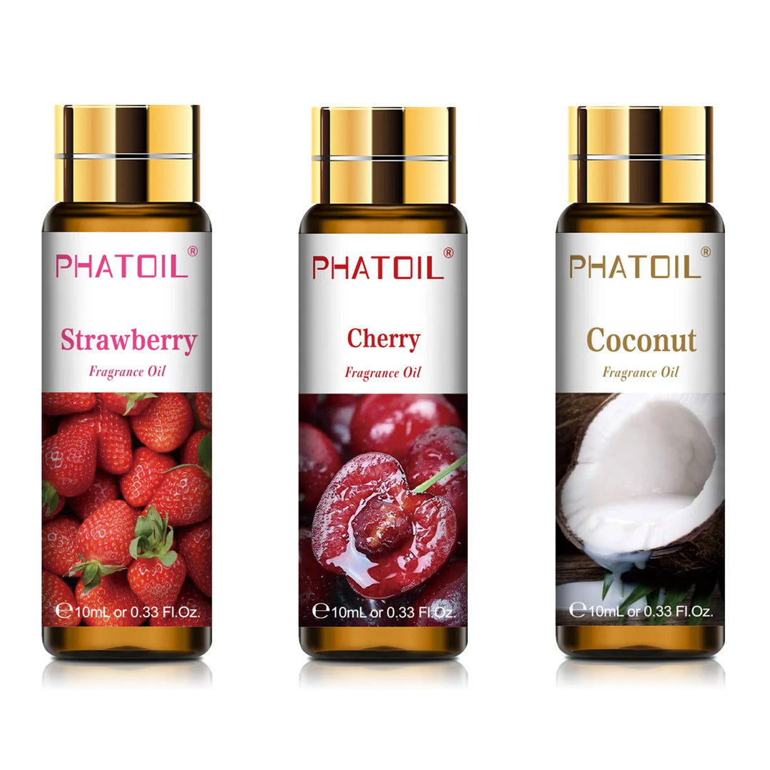 PHATOIL 1/3/9pcs 10ml Fruit Fragrance Oil Peach Strawberry Passion Fruit Cherry Mango Watermelon Apple Aroma Fragrance Oils
