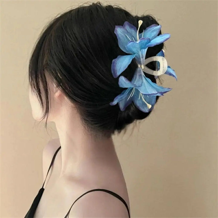Fashion Purple Lily Flower Hair Shark Clip Super Fairy Plastic Hair Clips Head Plate Hair Accessories