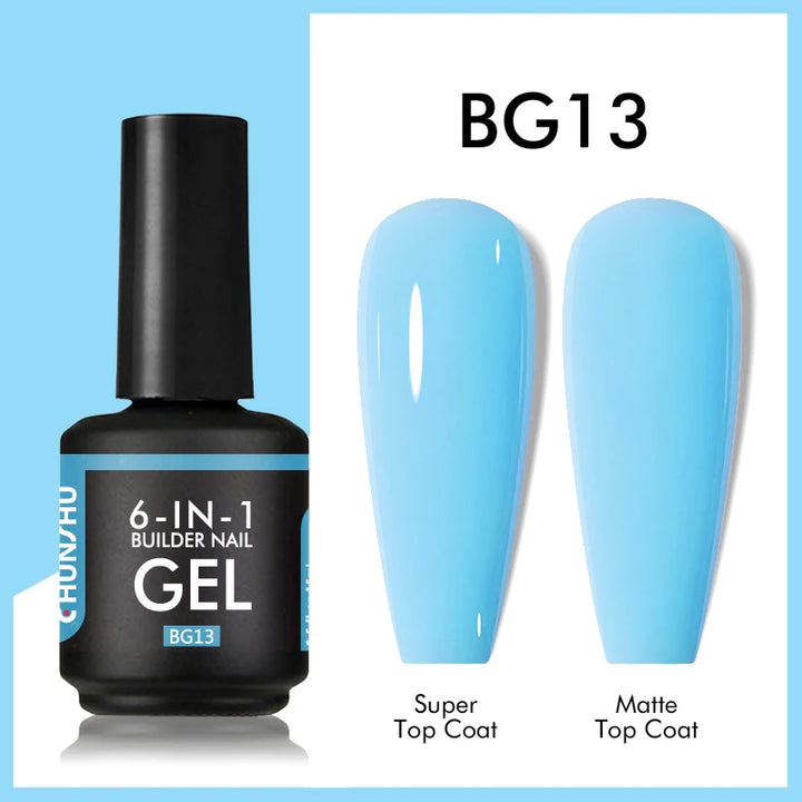 CHUNSHU 6 IN 1 Extension UV Gel Polish In A bottle Builder Nail Gel Rubber Base Coat Semi Permanent Nails Art Self-leveling 15ML