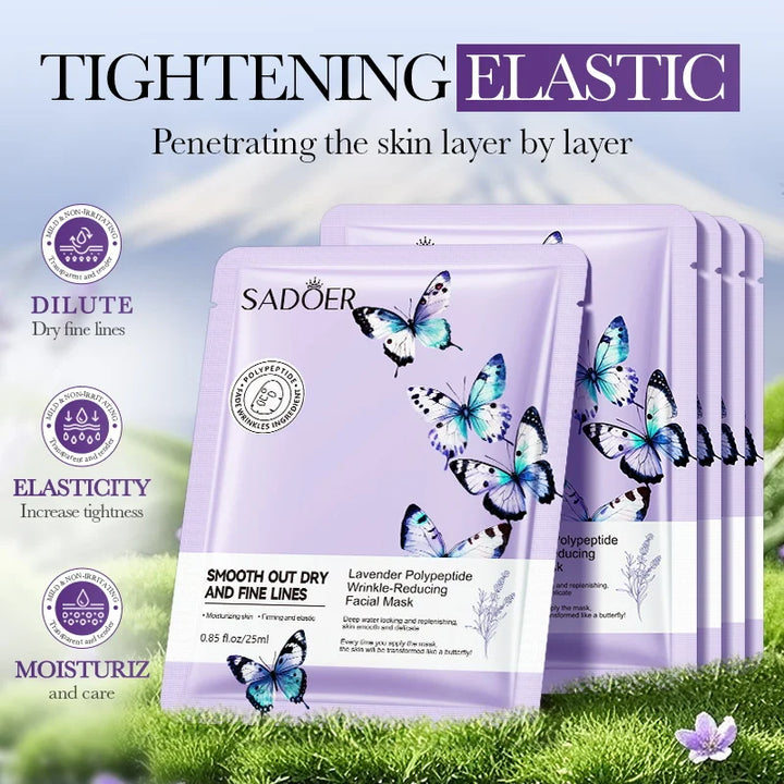 SADOER Lavender Face Mask Anti Wrinkles Hydrating Anti-Aging Moisturizing Facial Masks Sheet Mask for Face Skin Care Products