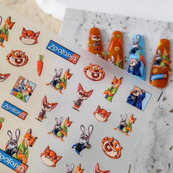 Disney Princess Cartoon 5D Nail Stickers Nail Art Decoration Frozen Snow White Nail Art Stickers Nail Supplies
