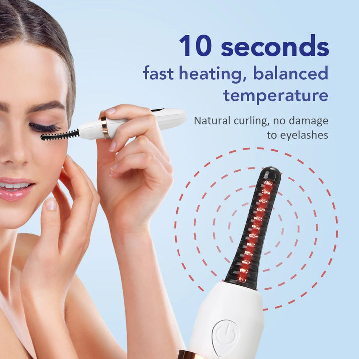 Heated Eyelash Curler Pen with Comb Electric Digital yelash Curling Device Rechargeable Beauty Makeup Tool 3 Temperature Modes
