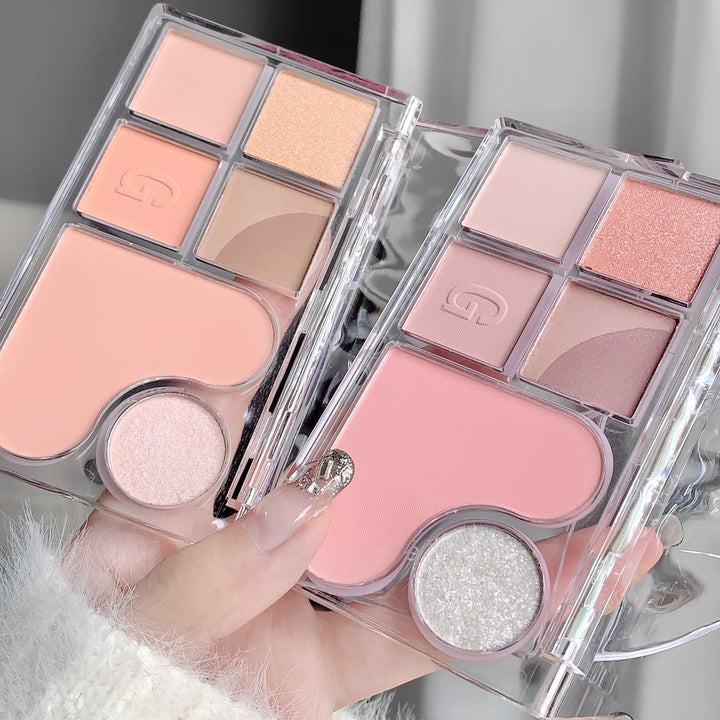 Six-Color Eyeshadow Light Shadow Integrated Eyeshadow Palette, Matte Pearlescent Pink, Long-Lasting Makeup, Pure Desire