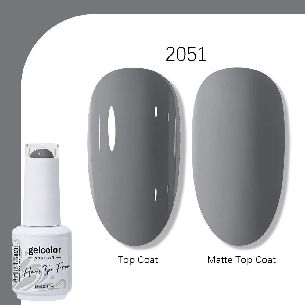 Arte Clavo Solid Color Gel Nail Polish 15ml Soak Off UV LED Gel Semi-Permanent Glitter Polish For Manicure Nail Art Salon Gel