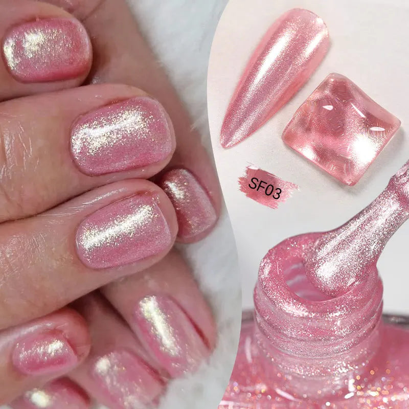 LILYCUTE 7ml Glitter Nail Polish Colorful Bright Sparkling Glitter Pearl Nail Art DIY Decoration No Need of Lamp to Cure