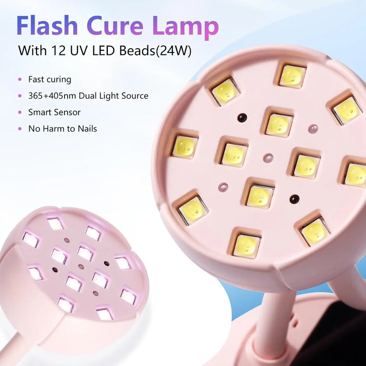 Makartt UV LED Nail Lamp - Gooseneck UV Light for Gel Nails Cherie Cordless USB 39mW/cm² Gel Lamp with 4 Times & Auto Sensor