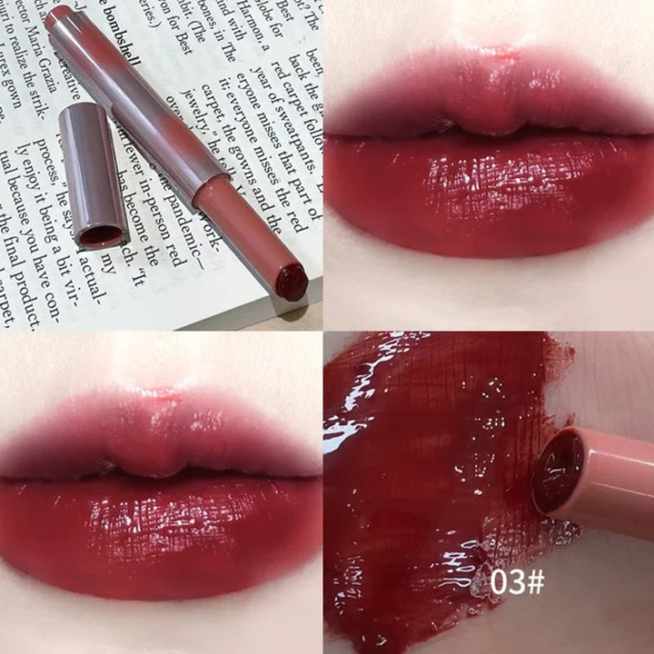 Strawberry Jelly Lipsticks Moisturizing Water Gloss Lip Stick Tint Mirror Clear Lip Gloss Non-Sticky Lips Makeup Korean Cosmetic