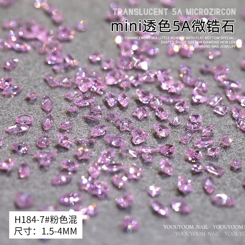 50PCS Sparkle Mini 5A Zircon Translucent Glitter Sharp Diamonds Crystal Nail Art Rhinestones Jewel Decorations Manicure Charms
