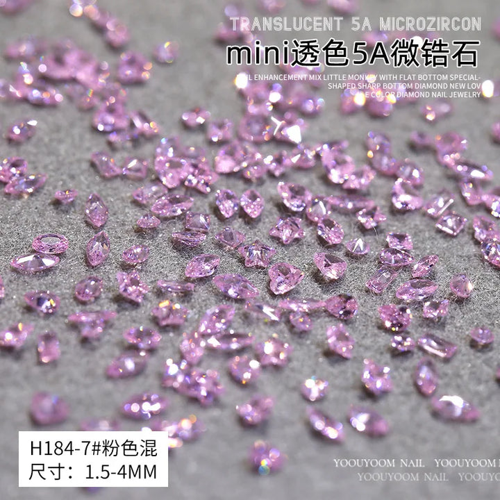 50PCS Sparkle Mini 5A Zircon Translucent Glitter Sharp Diamonds Crystal Nail Art Rhinestones Jewel Decorations Manicure Charms