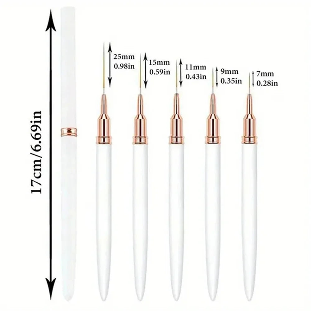 LINMANDA Nail Art Liner Brushes Long Lines Liner Brush UV Gel Polish Painting Nail Design Brush Metal Handle Nail Drawing Pens