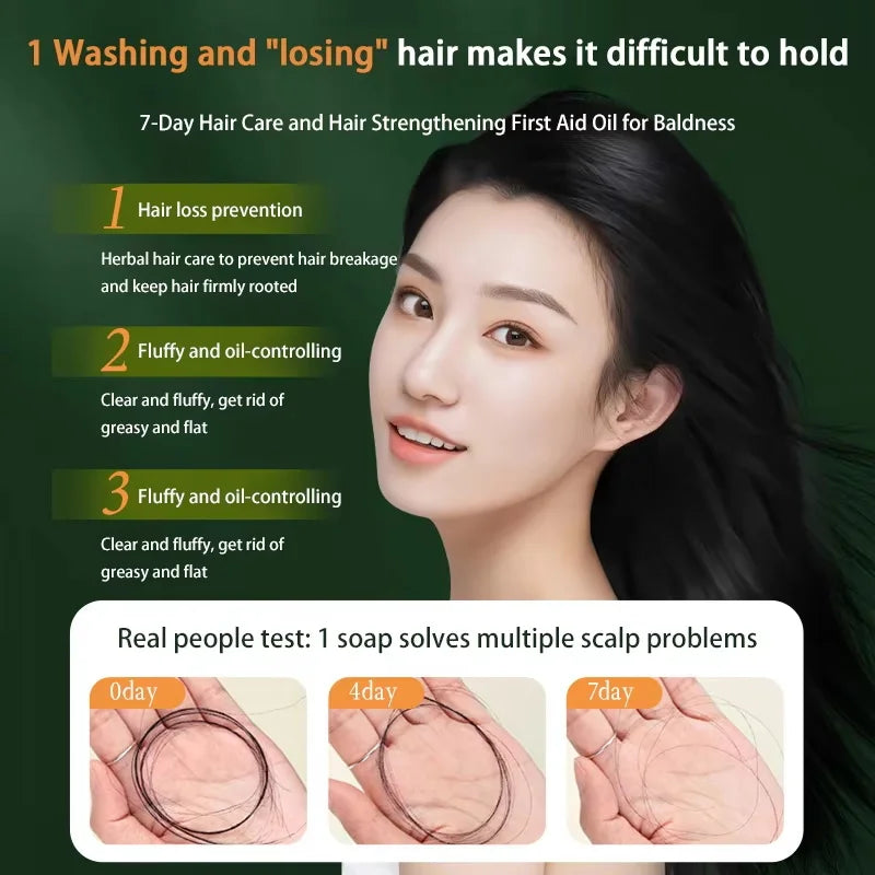 Usman Grass Platycladus Herbal Shampoo Soap Natural Hair Loss Treat Strengthens Roots Controls Oil Cleanses Scalp Hair Growth