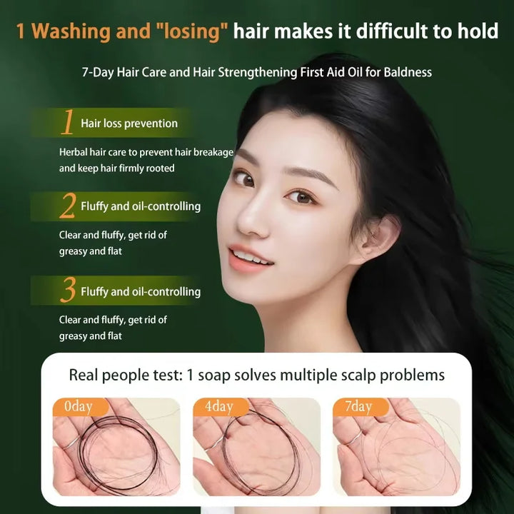 Usman Grass Platycladus Herbal Shampoo Soap Natural Hair Loss Treat Strengthens Roots Controls Oil Cleanses Scalp Hair Growth