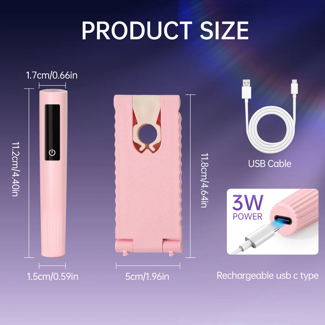 Cordless Nail Lamp with Stand Handheld UV Light with LCD Display for Gel Nails Rechargeable USB Nail Dryer for Fast Curing