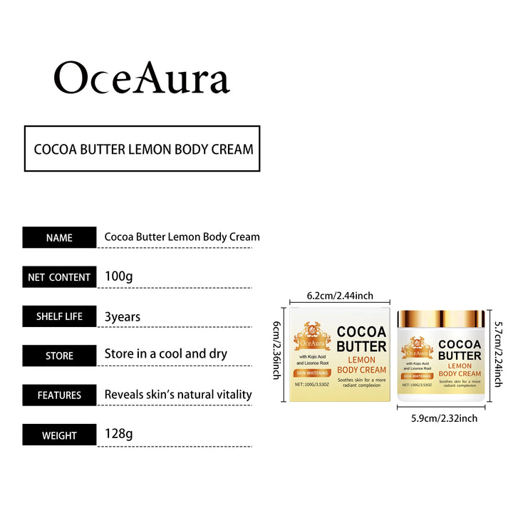 Lemon Cocoa Butter Moisturizing Face Cream Repair Moisturizing Nourishing Face Cream Brightening Cream Facial Skincare Product