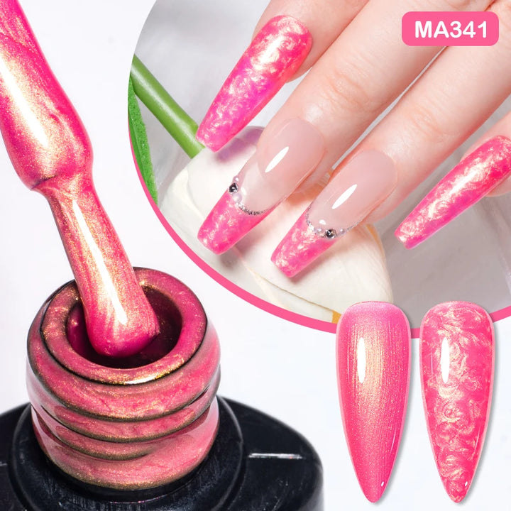 MEET ACROSS 7ml Jelly Nude Shimmer Rubber Base Gel Glitter Pink Purple UV/LED Nail Art Vernis Gel Polish for Manicure Nails DIY