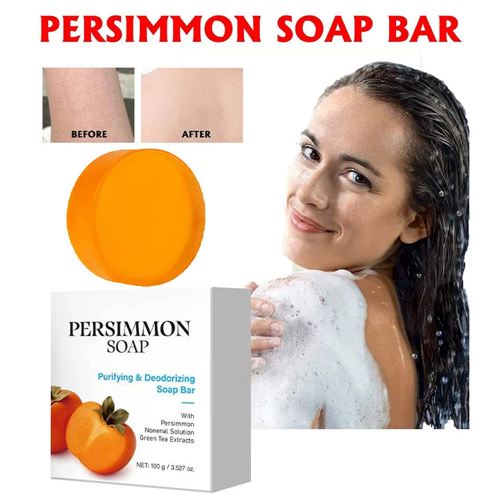 Japanese Persimmon Soap Bar,Body Purifying Deodorizing Natural Mild Soap Bar with Green Tea Extracts,Gentle on All Skin Types