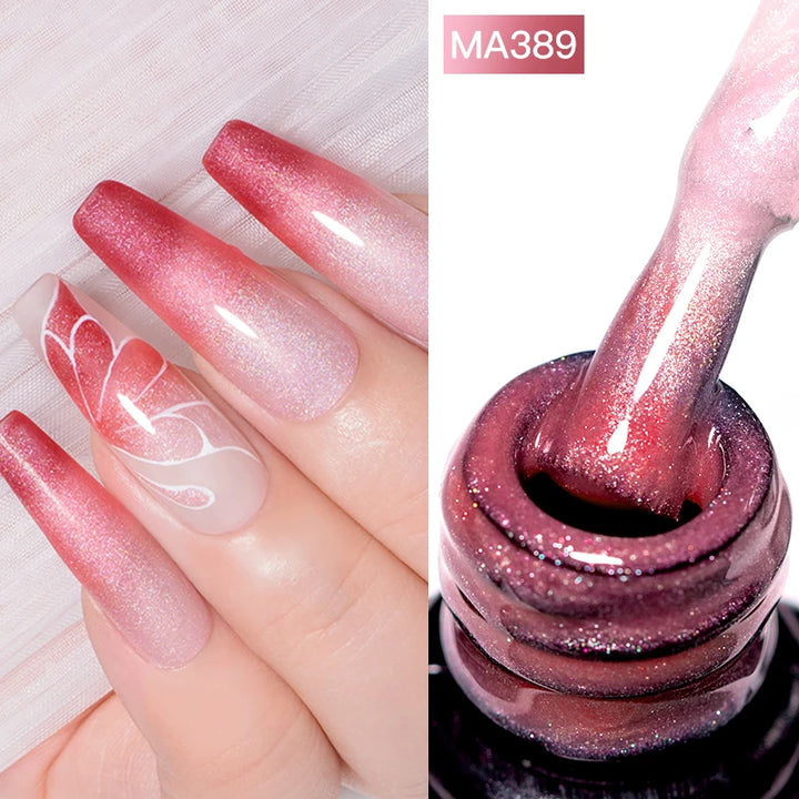 MEET ACROSS 7ml Jelly Nude Shimmer Rubber Base Gel Glitter Pink Purple UV/LED Nail Art Vernis Gel Polish for Manicure Nails DIY